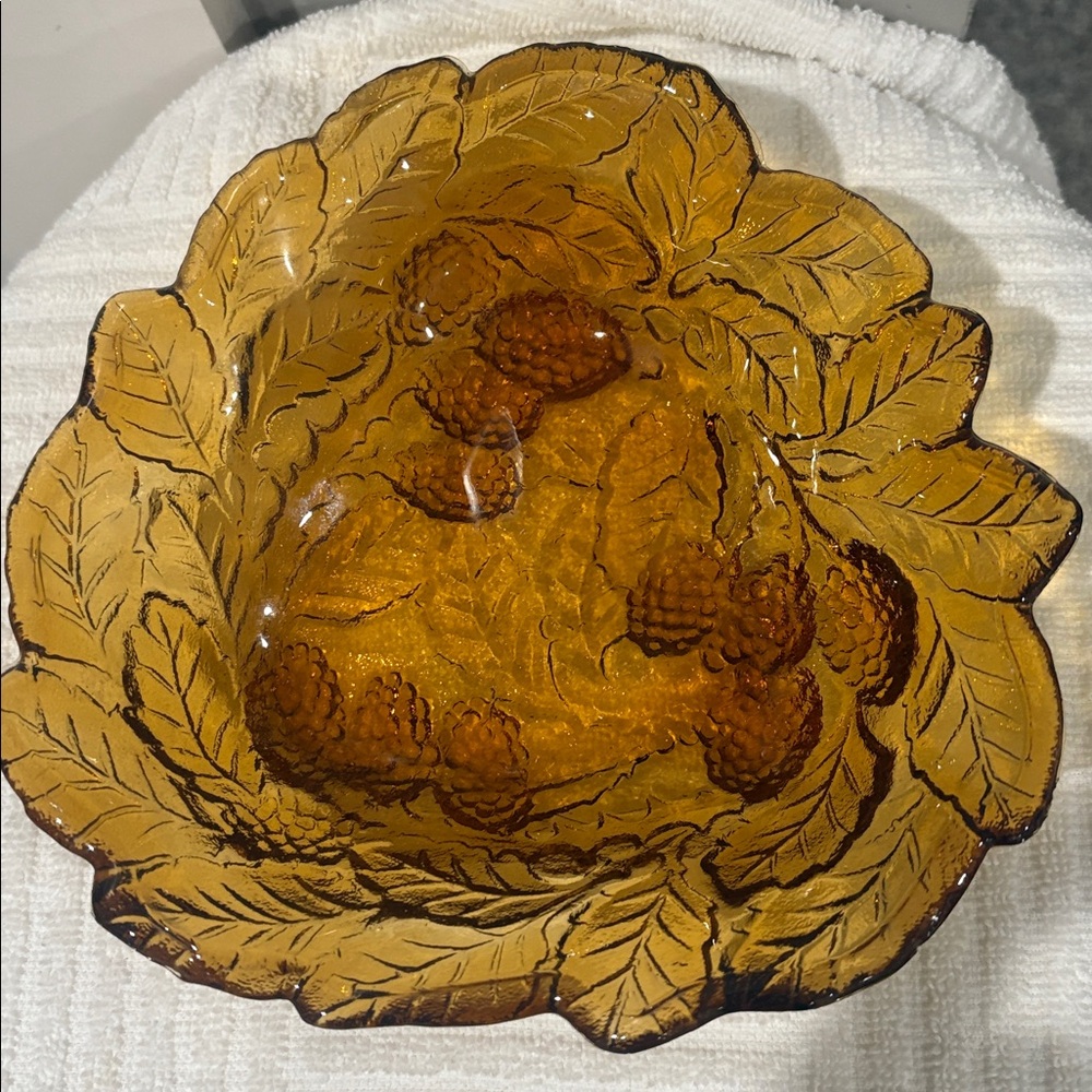 Vintage Carnival Indiana Amber Glass Candy Dish